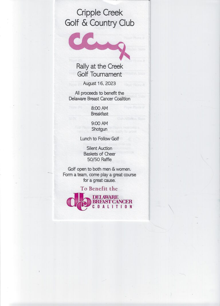 Cripple Creek “Rally at the Creek Golf Tournament” Delaware Breast